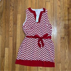 Mud Pie Red and White Chevron Dress
